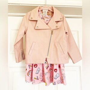 Used Little Lass Girls Blush Pink Faux Leather Jacket in Size 3T